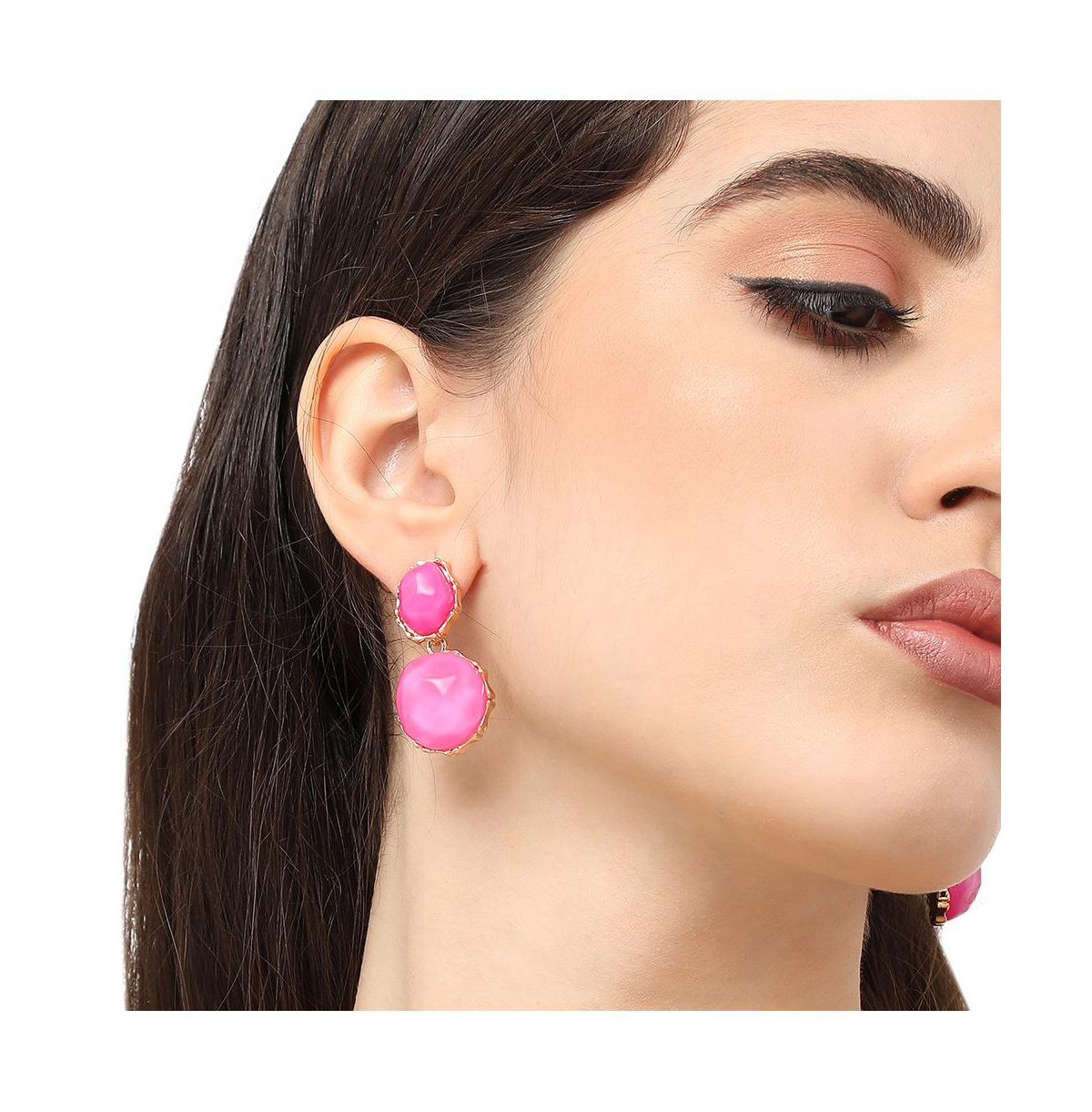 Sohi Pebbly Drop Earrings In Pink