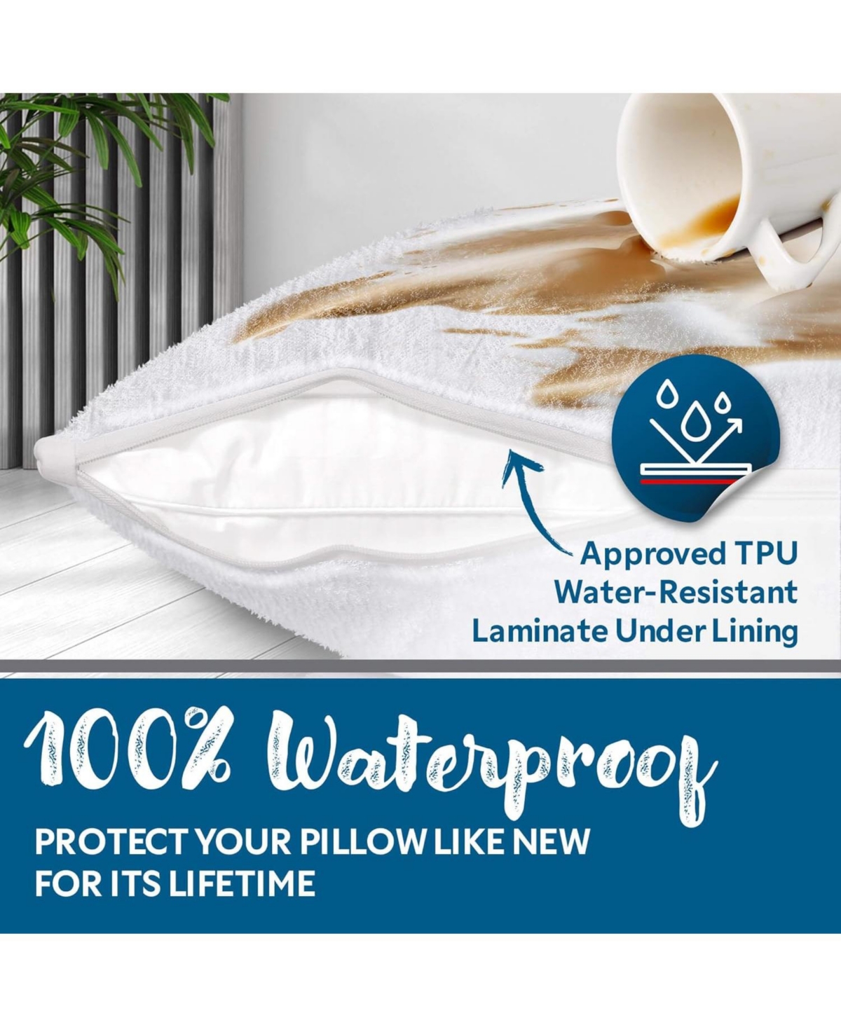 Guardmax Terry Cotton Waterproof Pillow Protector with Zipper