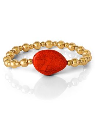 3-Piece Beaded Stretch Bracelet Set - Gemstone & Gold-Tone Accents