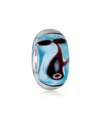 Nautical Glass Charm Bead Set Silver Core Multi-Color Murano Fish & Whale Design