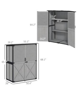 Outdoor Storage Cabinet, Wood Garden Shed with 2 Shelves,