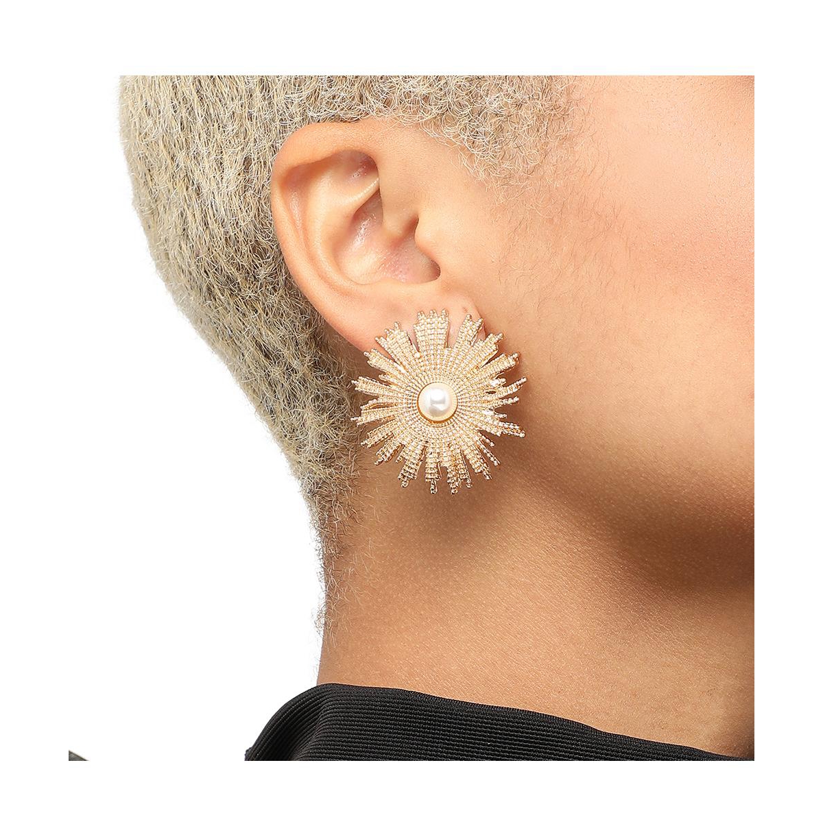 Sohi Rays Stud Earrings In Silver