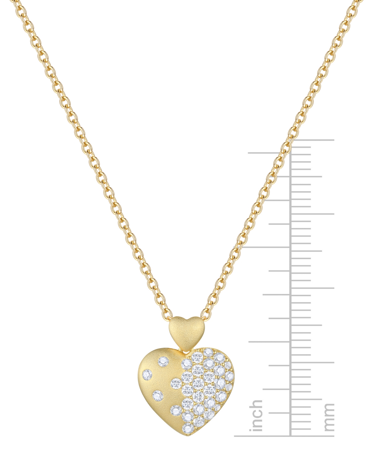 Macy's Diamond Scatter Pave Cluster Double Heart 18" Pendant Necklace (1/2 Ct. T.w.) In Sterling Silver Or In Gold-plated Sterling Silver