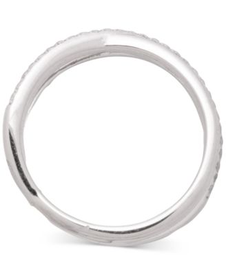 Sterling Silver Cubic Zirconia Pav&eacute; Criss Cross Ring