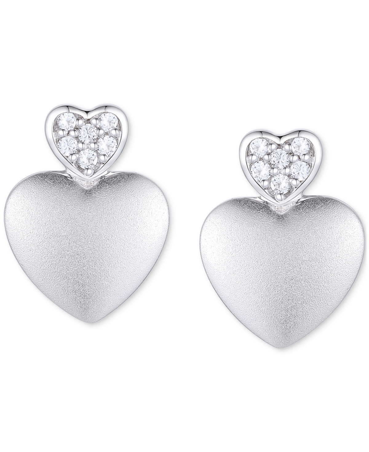 Macy's 2-pc. Set Diamond Double Heart Pendant Necklace & Matching Stud Earrings (1/10 Ct. T.w.) In Sterling In Sterling Silver