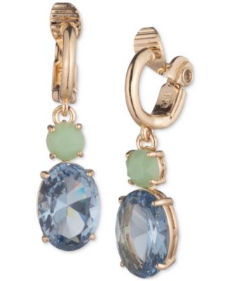 Lauren Ralph Lauren - Gold-Tone Oval Stone Double Drop Clip On Earrings
