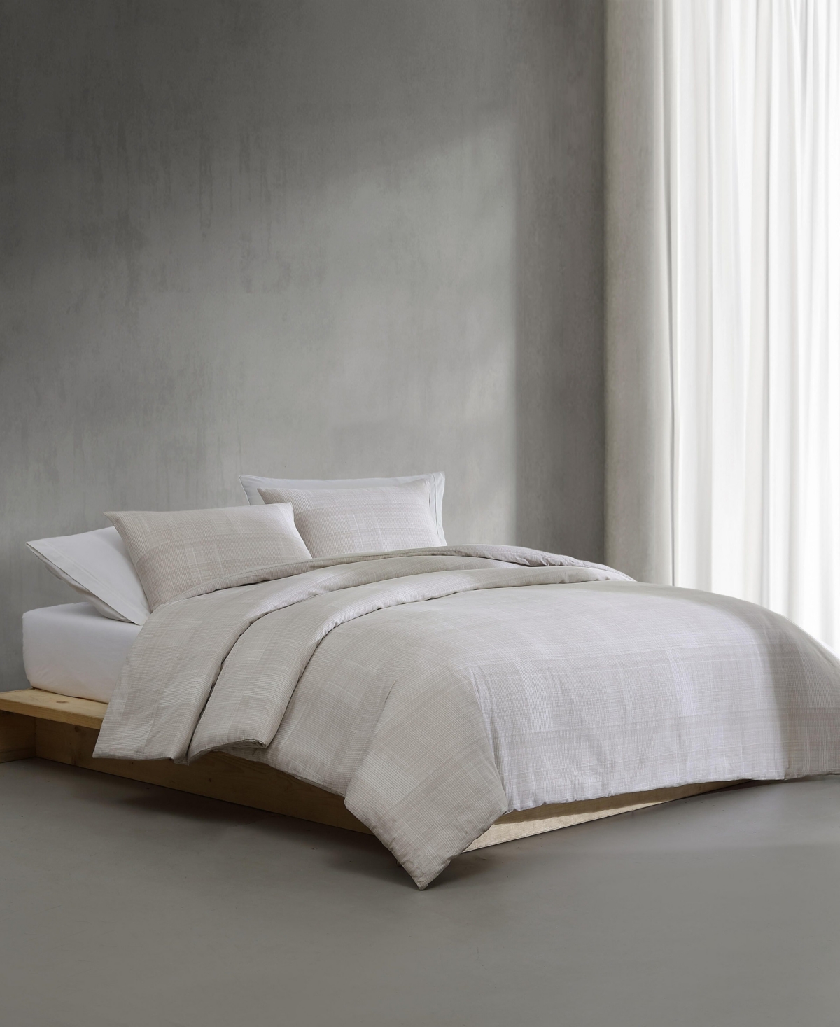 Calvin Klein Textural Rib Cotton Sateen 3-pc. Comforter Set, Queen In Warm Taupe