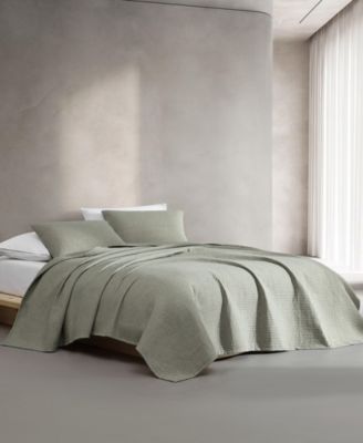 Calvin Klein Mini Channel Stitch Solid 3 Pc. Quilt Set In Graphite