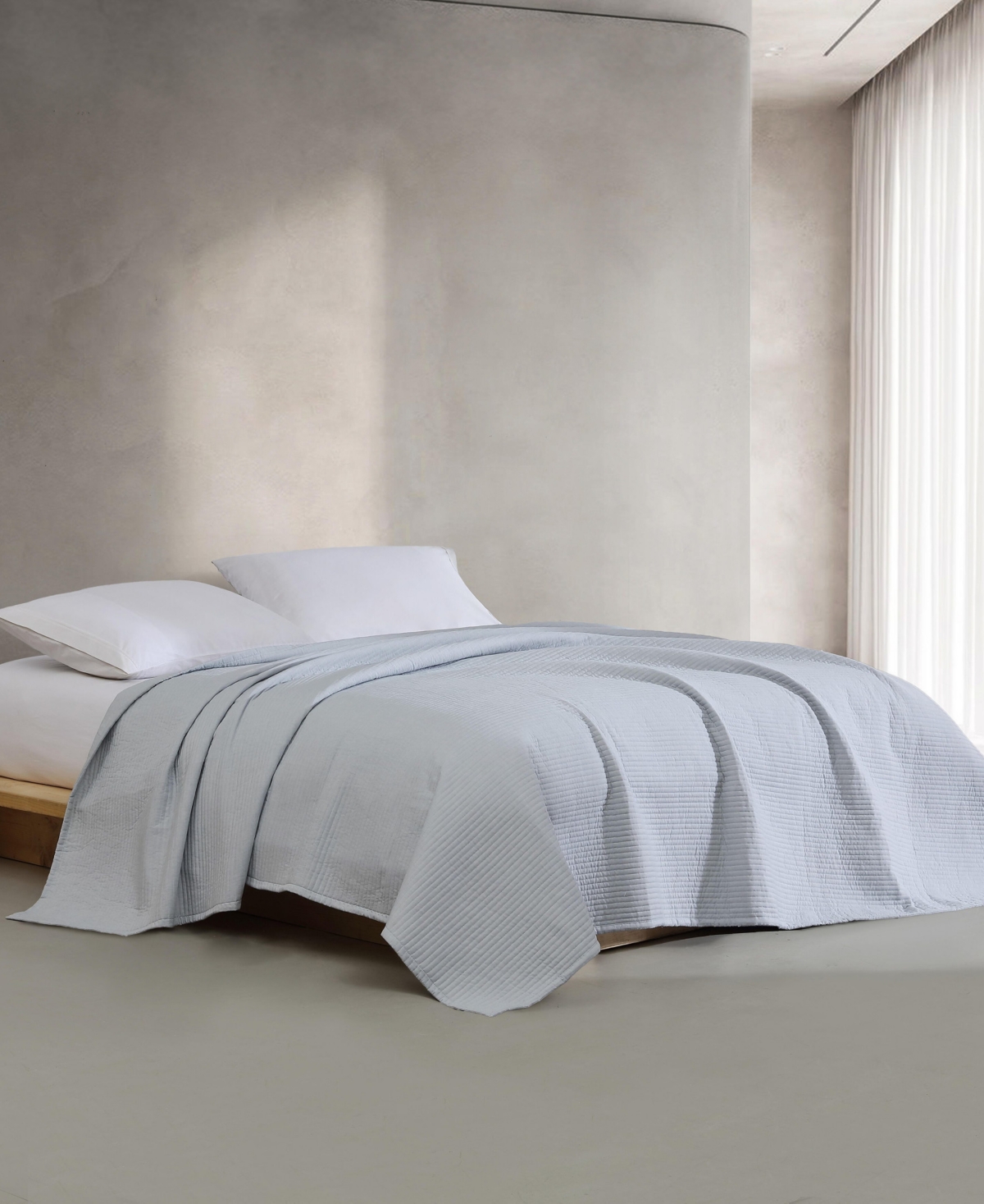 Calvin Klein Mini Channel Stitch Solid 3-pc. Quilt Set, King In Dawn Blue