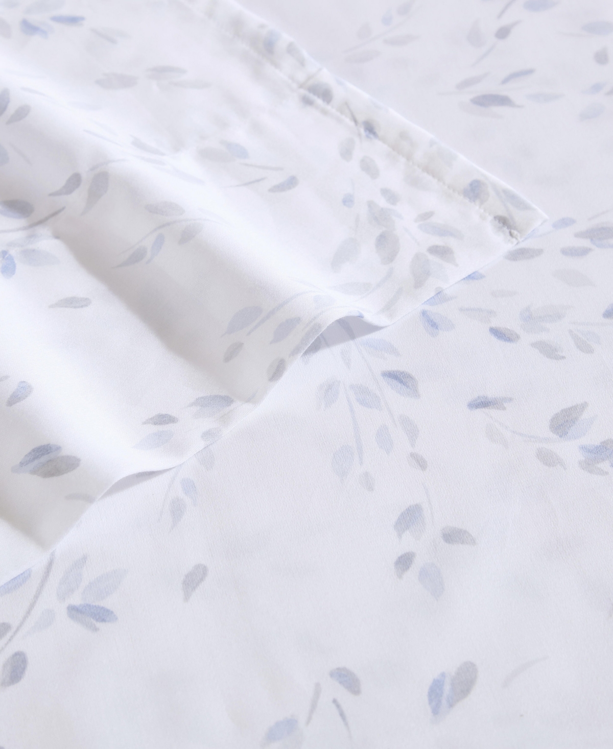 Calvin Klein Printed 300-thread Count Cotton Sateen 4-pc. Sheet Set, King In Airy Botanical Pale Blue