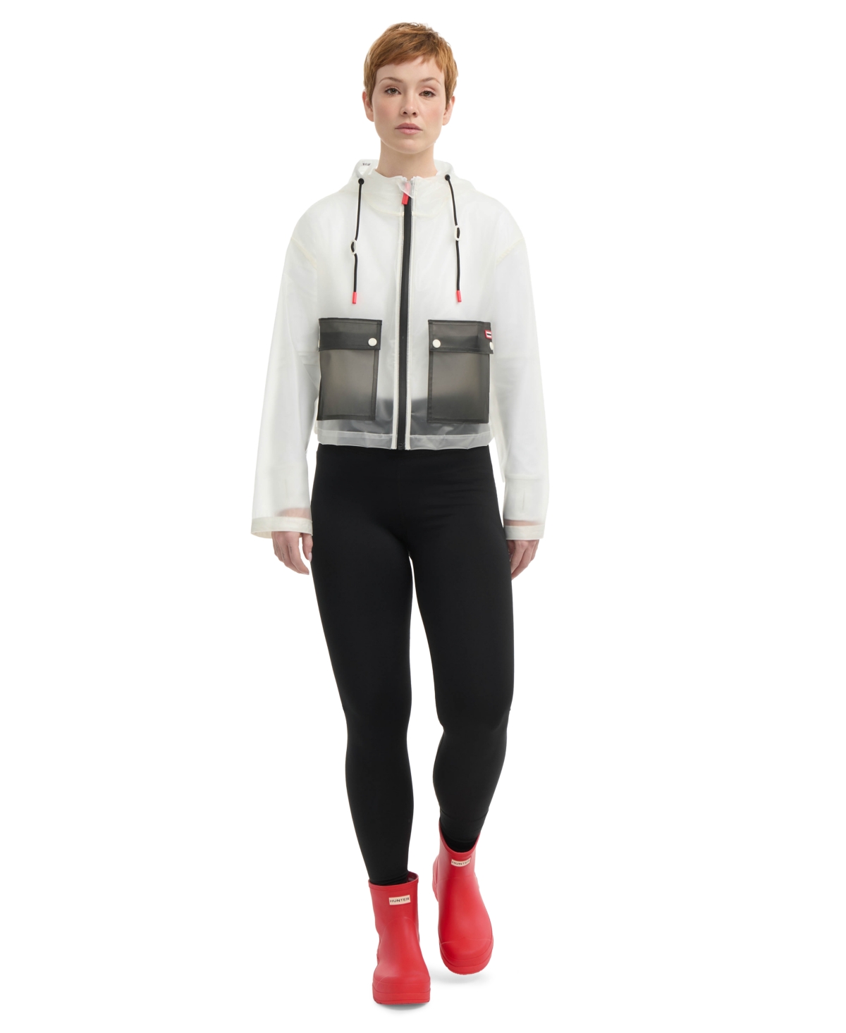 HUNTER WOMEN'S COLORBLOCKED TRANSPARENT WATER-REPELLENT JACKET 