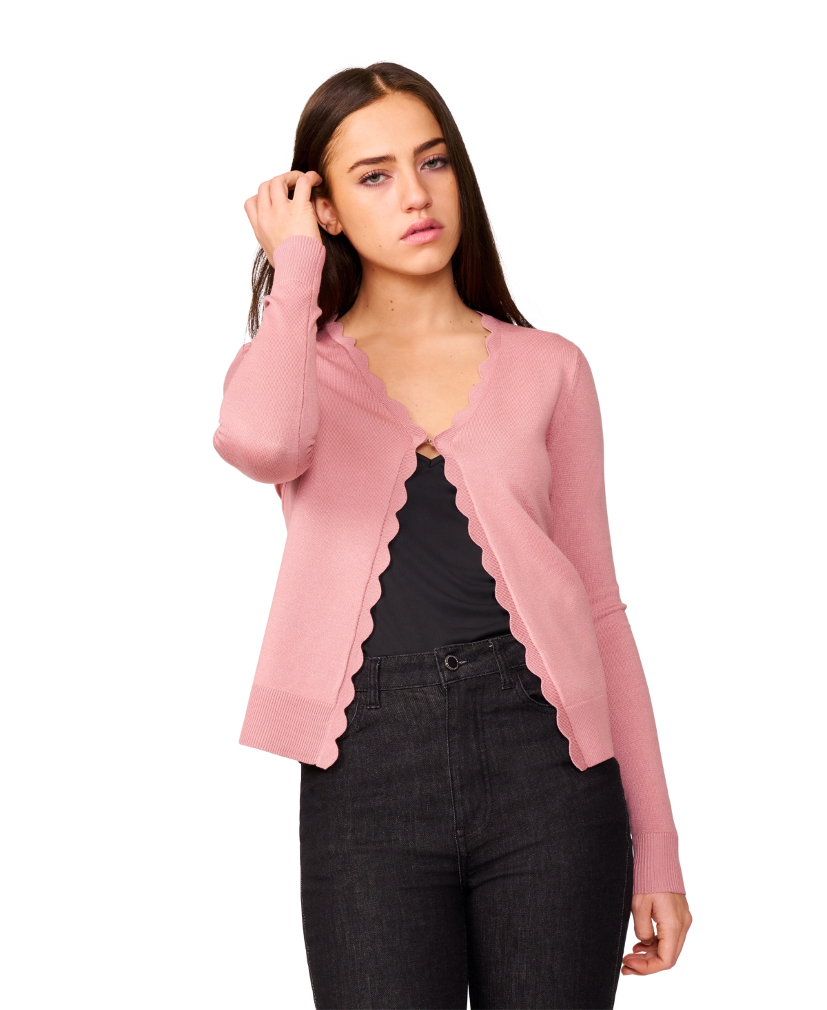 MELISSA PAIGE PETITE SCALLOP EDGE CARDIGAN