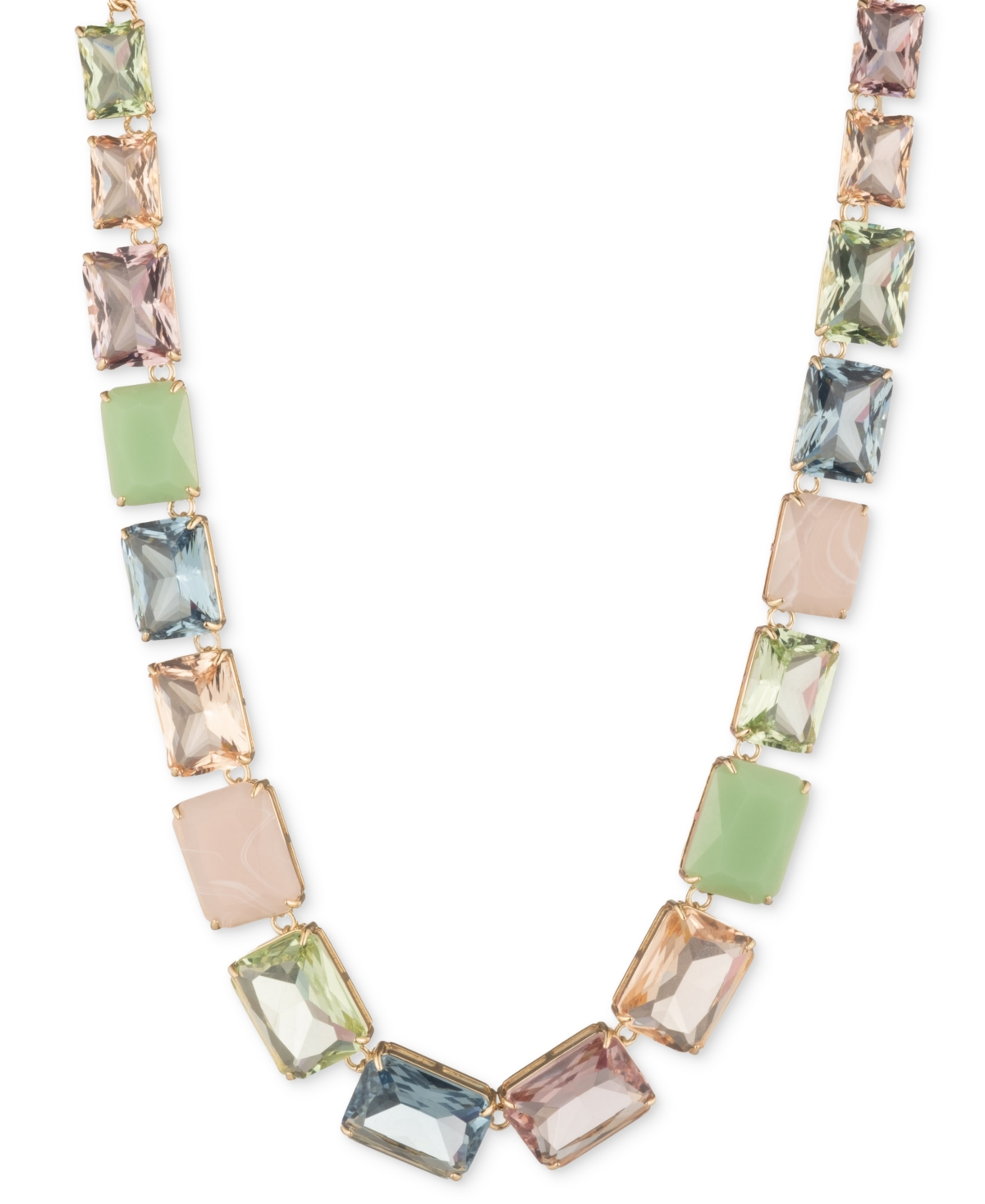 Gold-Tone Multi Stone Collar Necklace, 16" + 3" extender - Multi