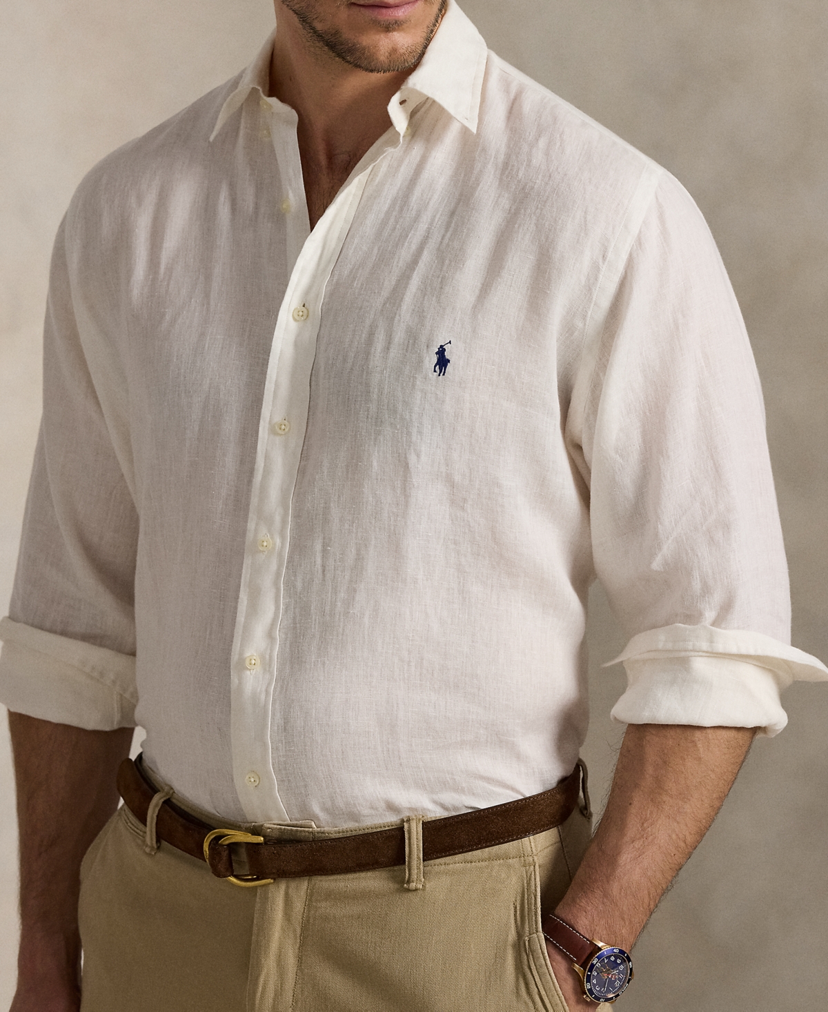 POLO RALPH LAUREN MEN'S BIG & TALL LINEN SHIRT 