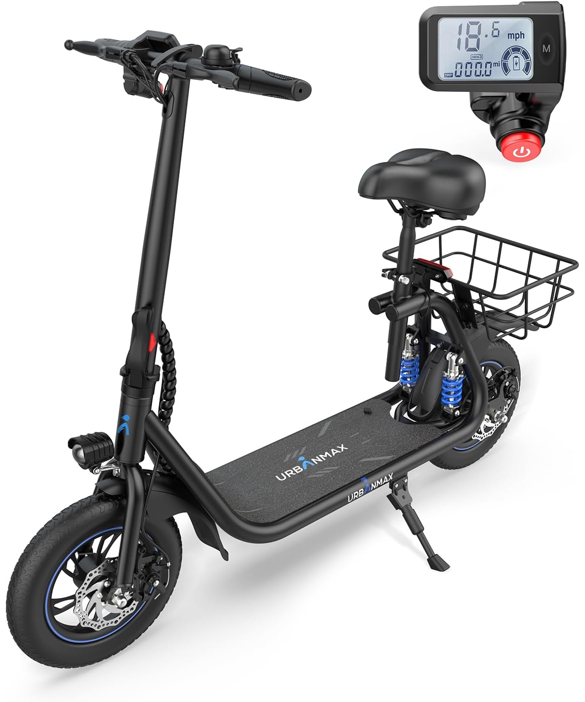C1/C1 Pro Electric Scooter with Seat, 450W Powerful Motor up to 20/25 Miles Range, Foldable Electric Scooter for Adults Max Speed 15.5/18.6 M