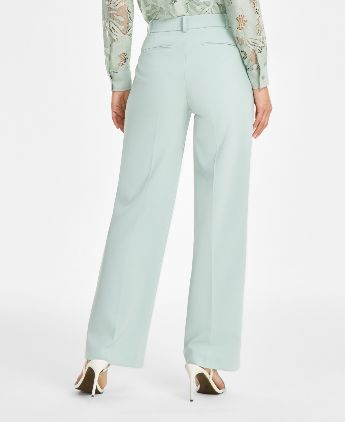 Shop Anne Klein Women's Liberty Stretch High Rise Wide-leg Pull-on Pants In Soft Aloe