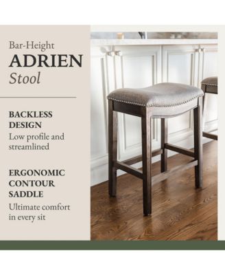 Adrien Backless Saddle Kitchen Bar Stool, Walnut Finish, Set of 2
