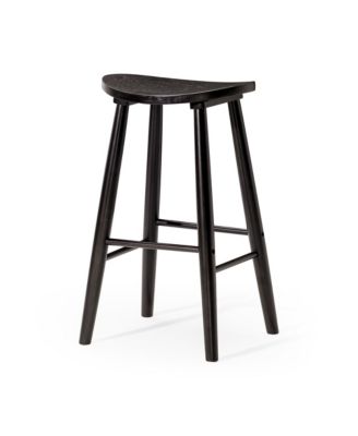 Luna Counter Stool in Rustic Black Wood Finish, Set of 3
