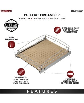 Solid Bottom Pullout Base Soft-close Cabinet Organizer, 54BK-18SC-1