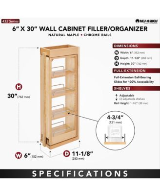Pullout Wall Filler Between Cabinet Shelf Storage 6"x30", 432-WF-6C