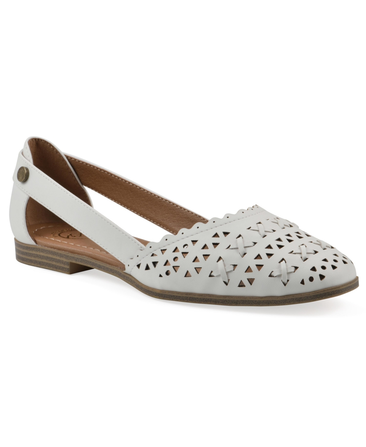 Women's Nobler Pointed Toe Flats - White Burnished Smooth