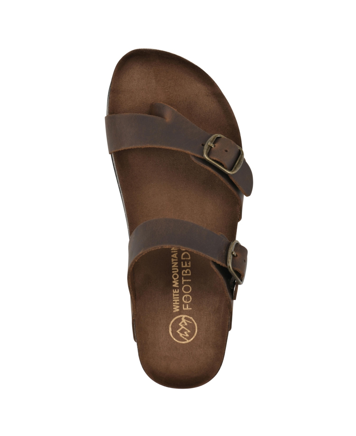 White Mountain Women's Grams Round Toe Flat Sandals In Brown Leather