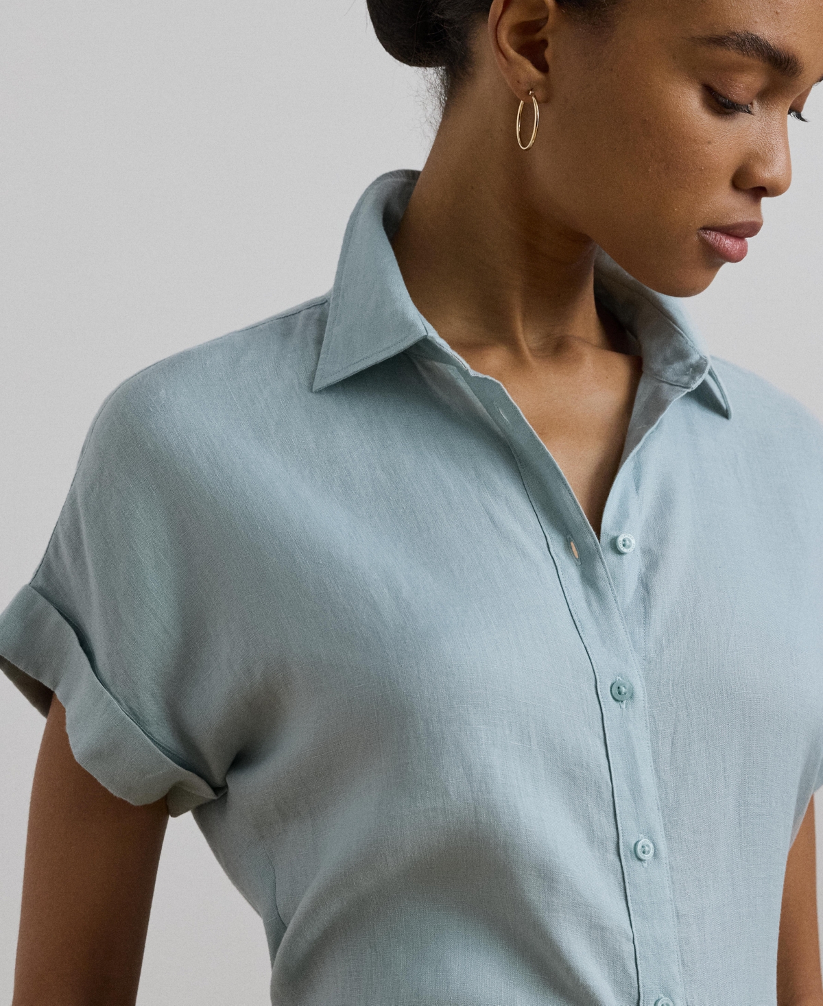 RALPH LAUREN DOLMAN-SLEEVE 100% LINEN SHIRT, REGULAR & PETITE 