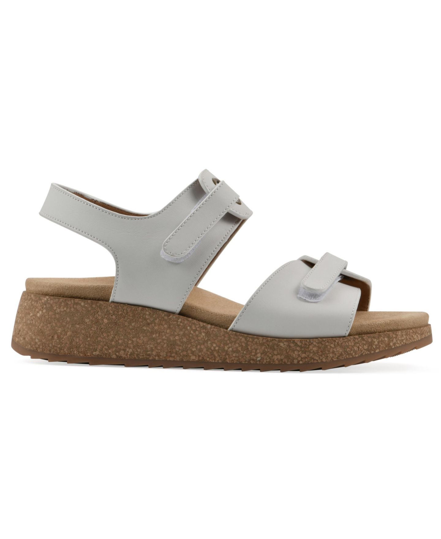 Женские сандалии White Mountain Gelato Round Toe Wedge, цвет: Белый кожаный — фото 2