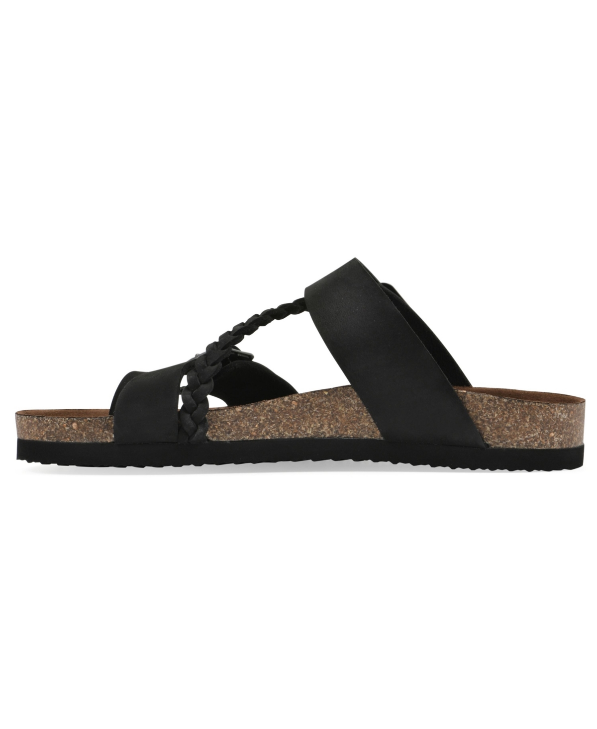 White Mountain Women's Hammy Round Toe Flat Sandals In Black Nubuck