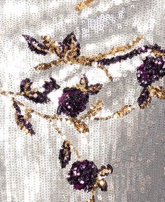 Betsy & Adam Women's Floral Sequined Strapless Gown