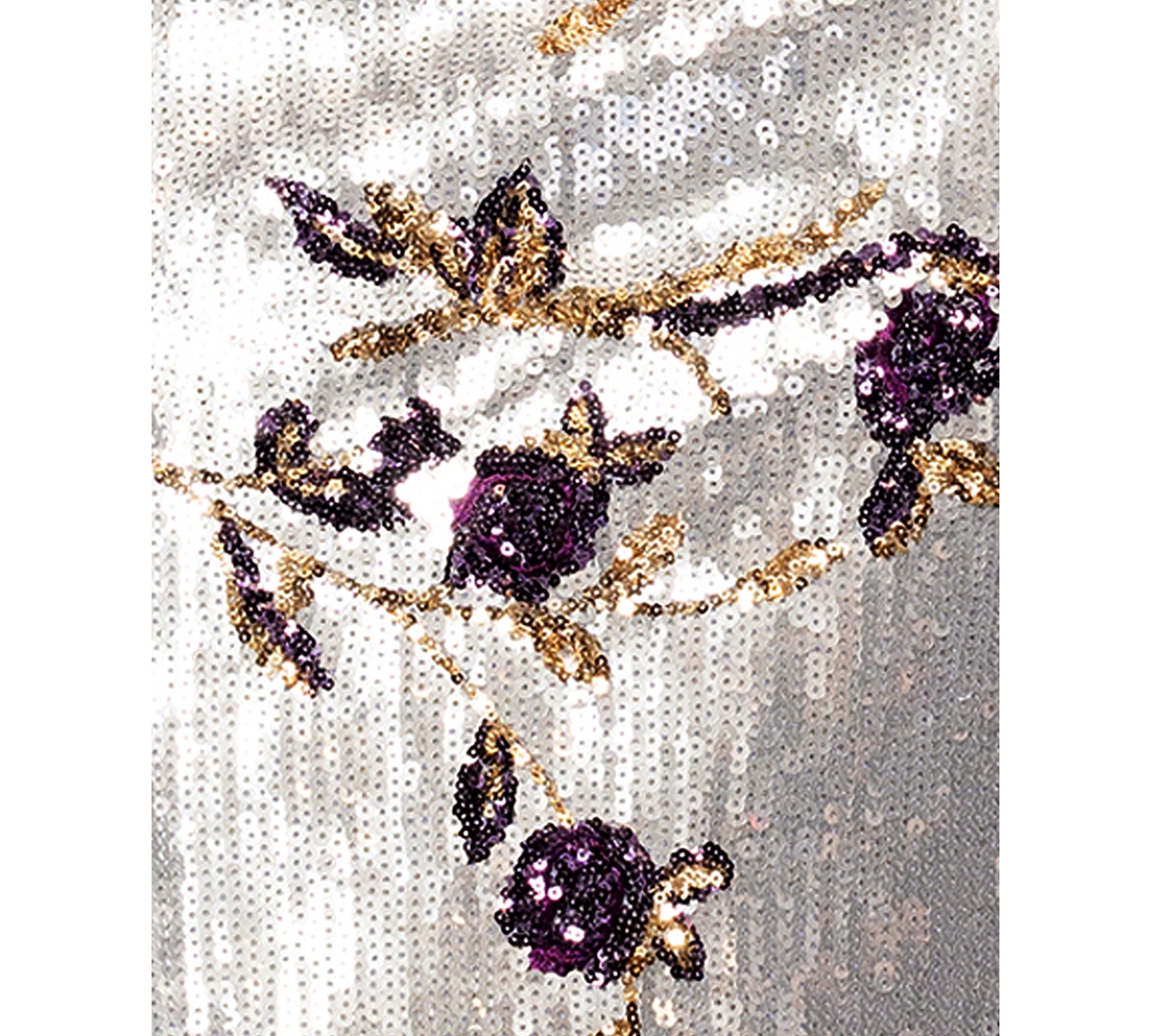 BETSY & ADAM WOMEN'S FLORAL SEQUINED STRAPLESS GOWN 