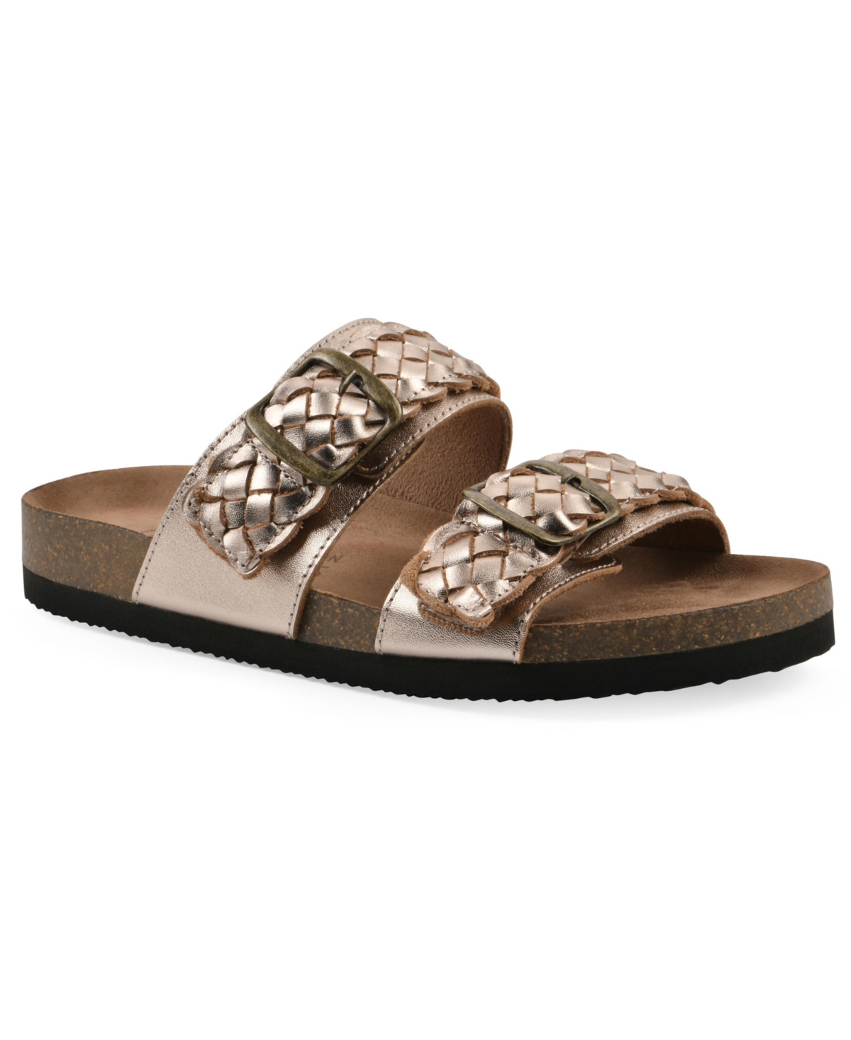 White Mountain Women's Hey Hey Round Toe Flat Sandals In Rosegold Metallic