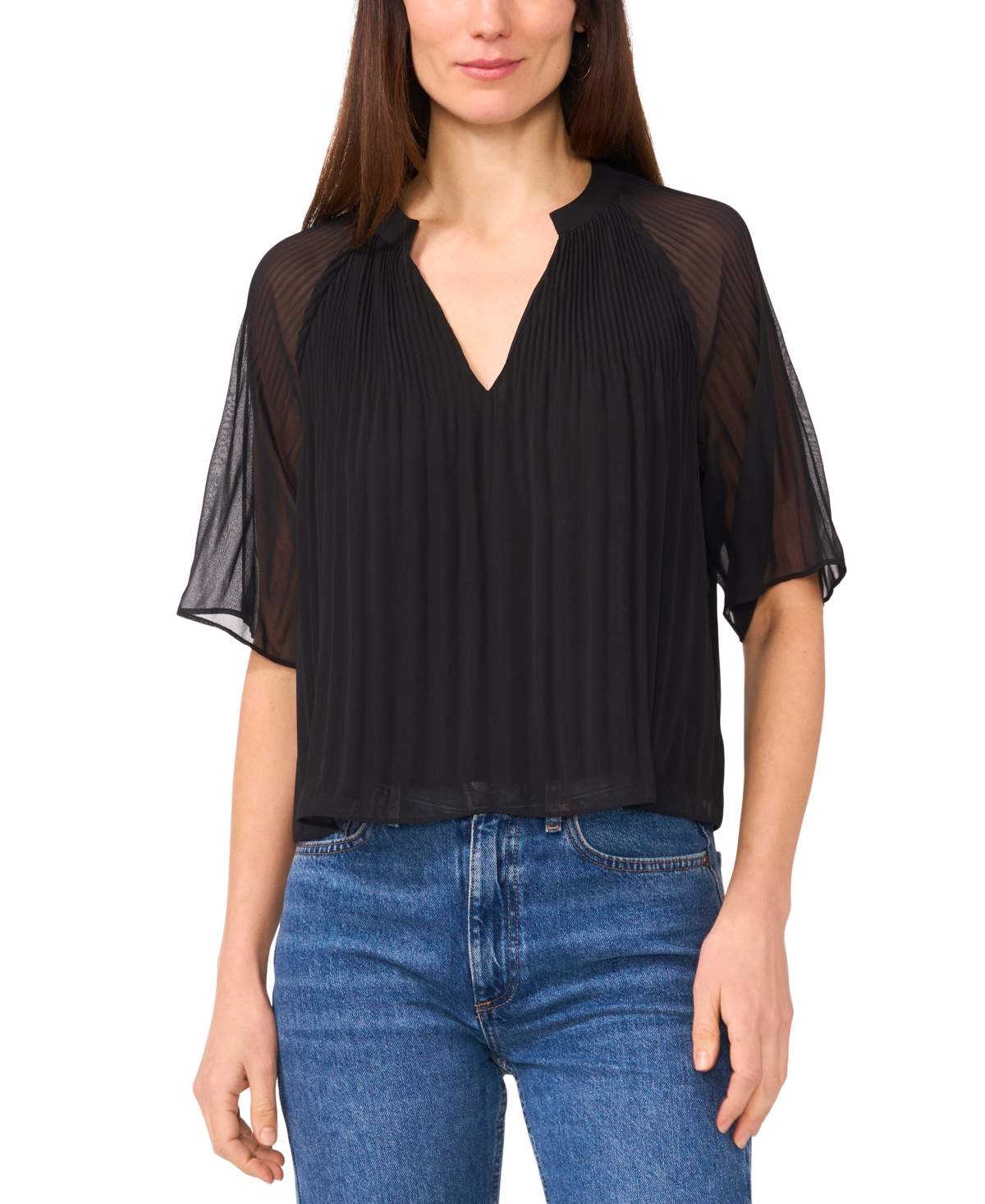 SAM & JESS WOMEN'S V-NECK SHORT-FLUTTER-SLEEVE TOP 