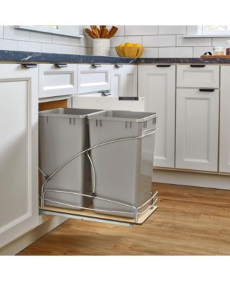 Double 27 qt. Pullout Trash Containers, Gray, 54WC-1527SC-17-1