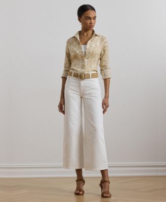 Women's Relaxed-Fit Floral Linen Shirt, Regular & Petite