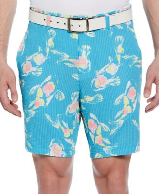PGA TOUR - Men's Seersucker Watercolor Koi Fish Print 8" Golf Shorts