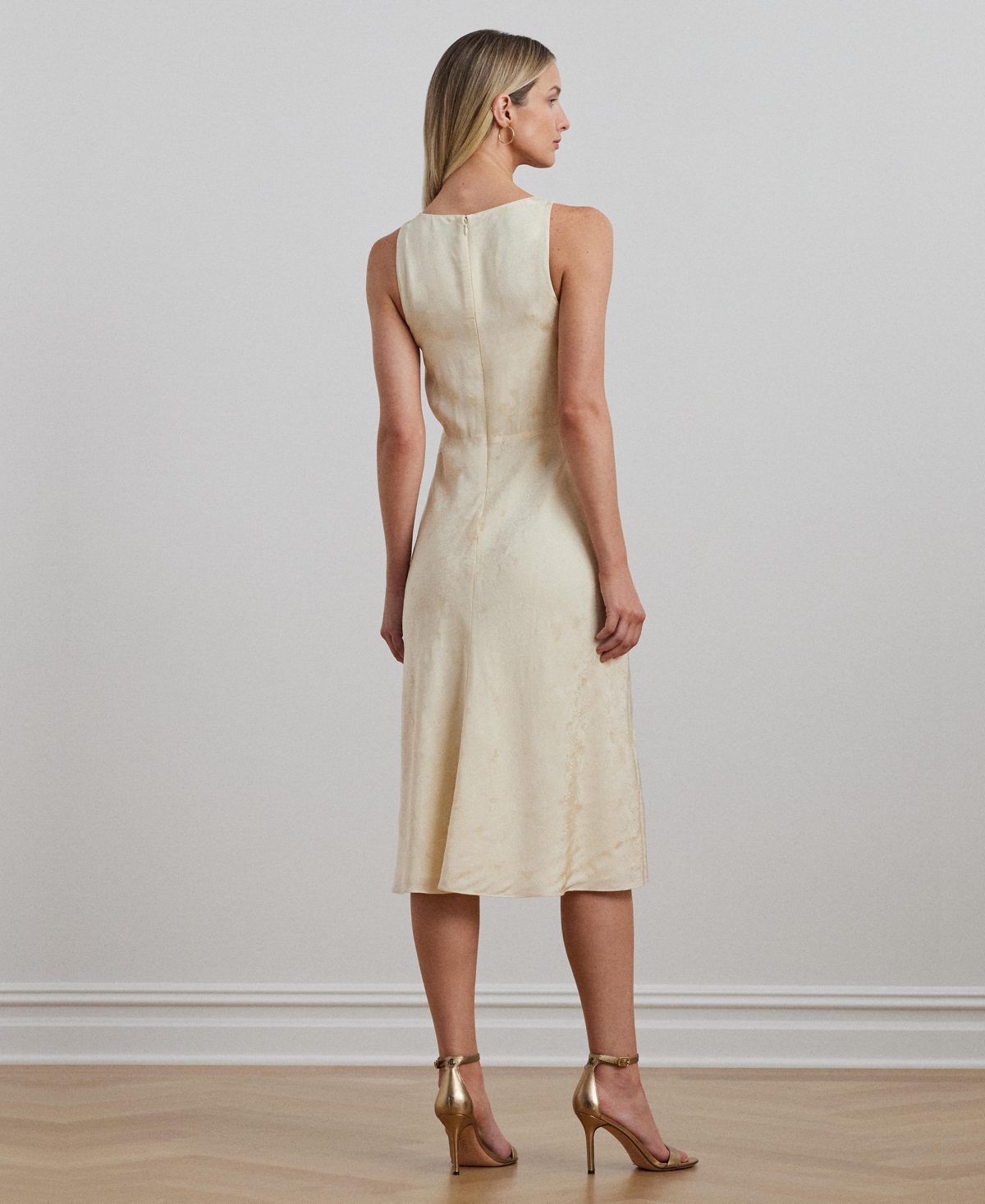 Shop Ralph Lauren Women's Floral Jacquard Sleeveless Dress In Ivory Beige