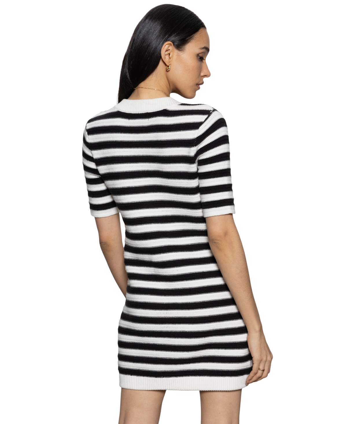 Sanctuary Women's Button-front Knit Mini Dress In Chalk And Black Stripe
