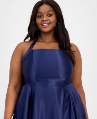 navy blue and silver prom dress Navy Blue Sequin Strapless A-Line Long Prom Gown – Modsele main image 0