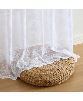 Jolene Floral Soft Decorative Lace Semi Sheer Light Filtering Rod Pocket Window Treatment Curtain Panels - Set of 2