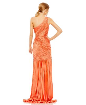 Women's Side Cut-Out One-Shoulder Pleated Gown