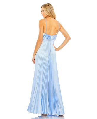 Women's Pleated Plunge Neck Wide Leg Jumpsuit