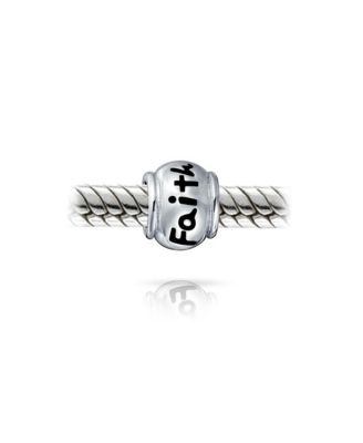 Hope Believe Survivor Message Charm Bead Sterling Silver European Bracelet
