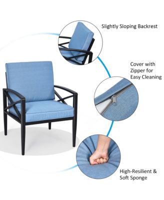 8PCS Patio Furniture Set Aluminum Frame Cushioned Sofa Chair Coffee Table