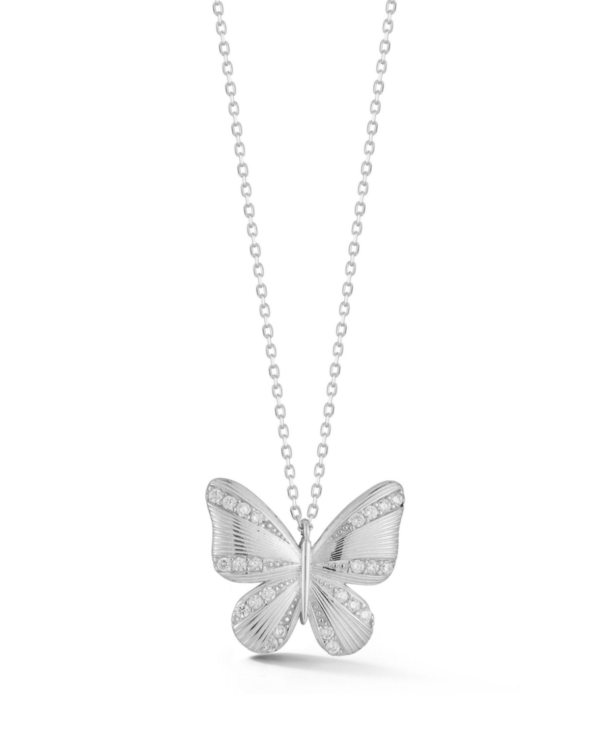 14K Gold Plated Sterling Silver Striped Butterfly Necklace - Gold