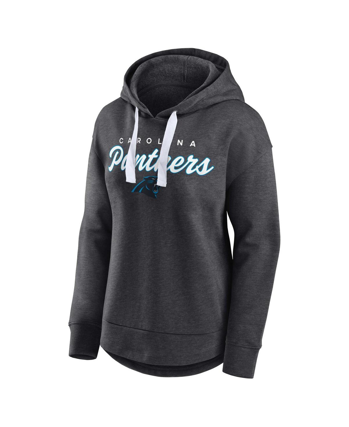 Fanatics Women's Heather Charcoal Carolina Panthers Set To Fly Pullover Hoodie In Heather Charcoal