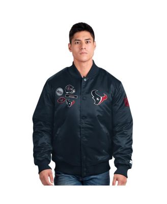 Starter - Men's Navy Houston Texans Exclusive Satin Full-Snap Varsity Jacket