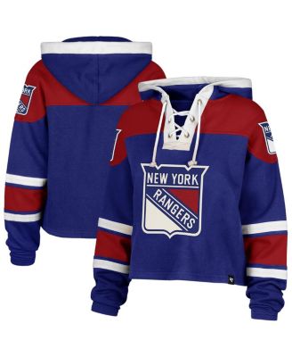 '47 Brand - Women's Blue New York Rangers Cropped Superior Lacer Pullover Hoodie