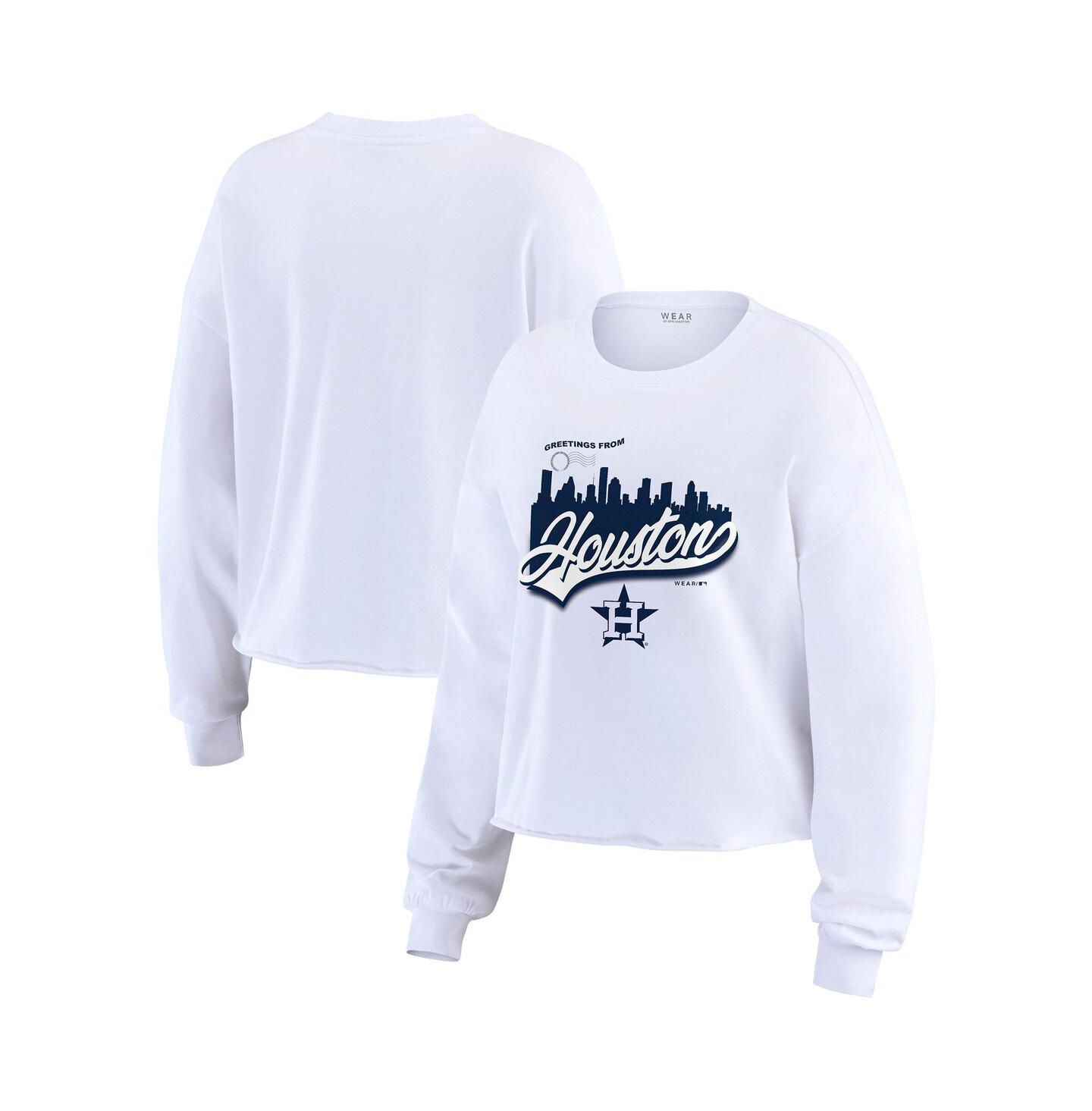Женская футболка WEAR by Erin Andrews White Houston Astros Domestic Postcard Long Sleeve — фото 1