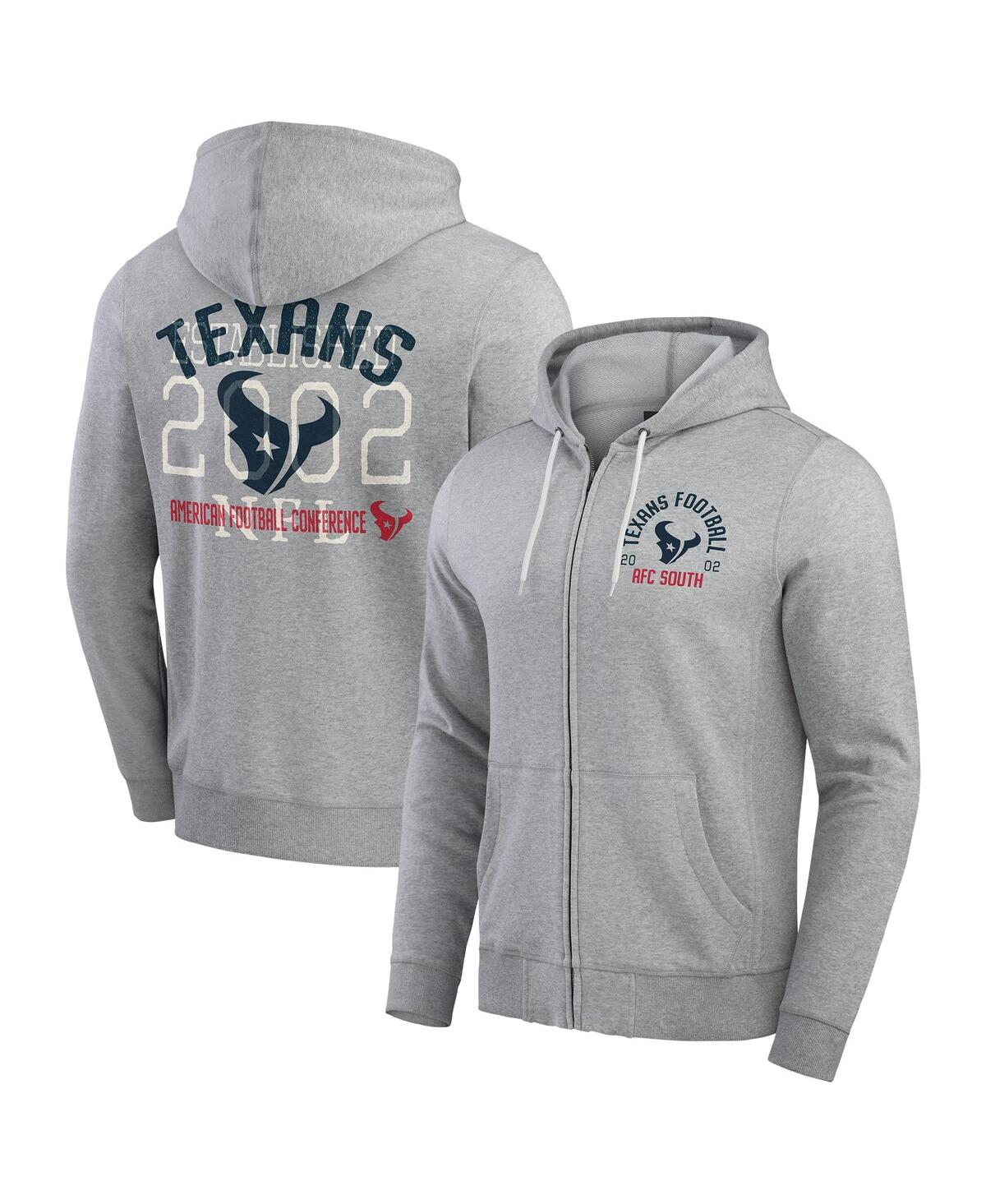 Darius Rucker Collection by Fanatics Men's Heather Gray Houston Texans Vintage Stripe Full-Zip Hoodie - Heather Gray